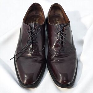 Bostonian Leather Dress Shoes Mens 10 C Burgundy Oxfords Lace Up Classic Casual
